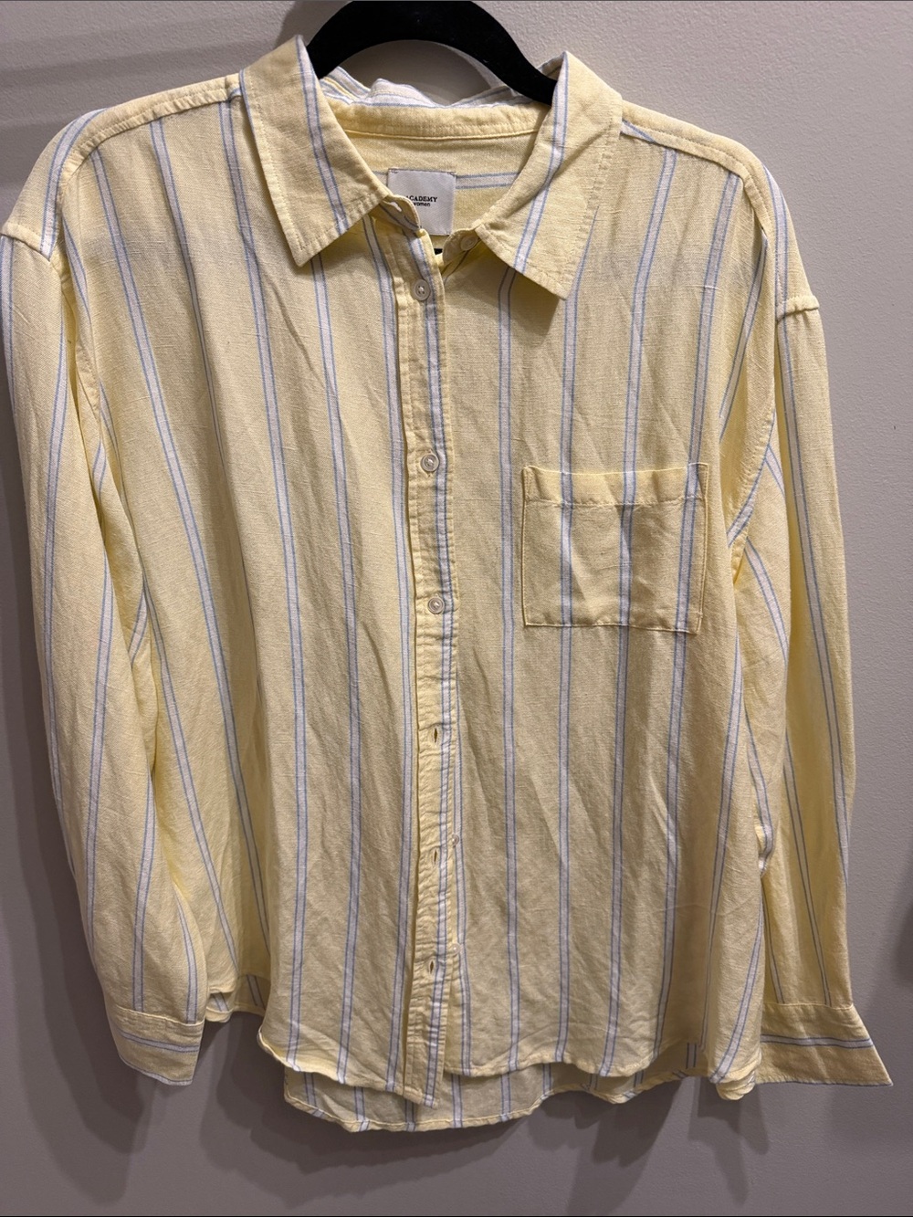 Women’s Academy Yellow Striped Button-Down Shirt loose